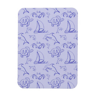 Imán Animales marinos y patrón de dibujo de una línea