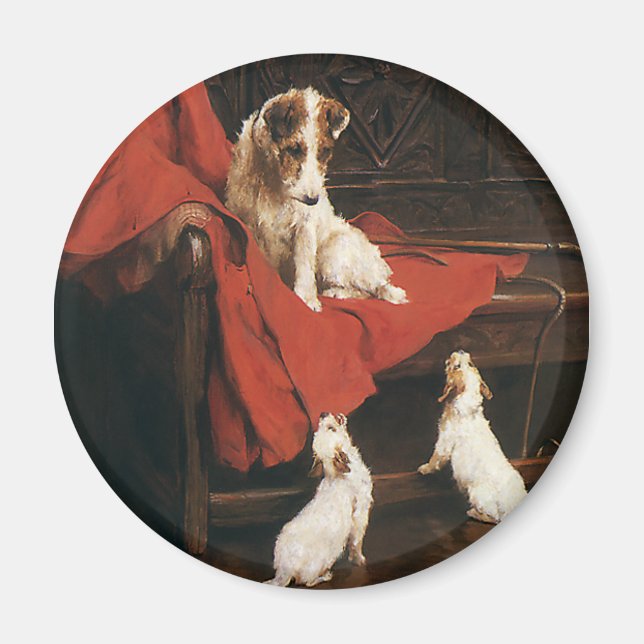 Imán Animales Mascotas de la época, perros Jack Russel  (Frente)