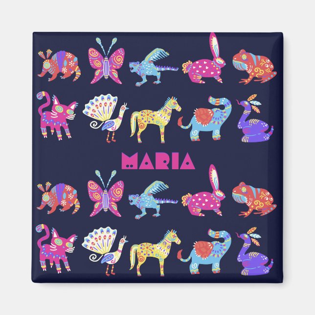 Imán Animales mexicanos de Alebrije personalizados: art (Frente)