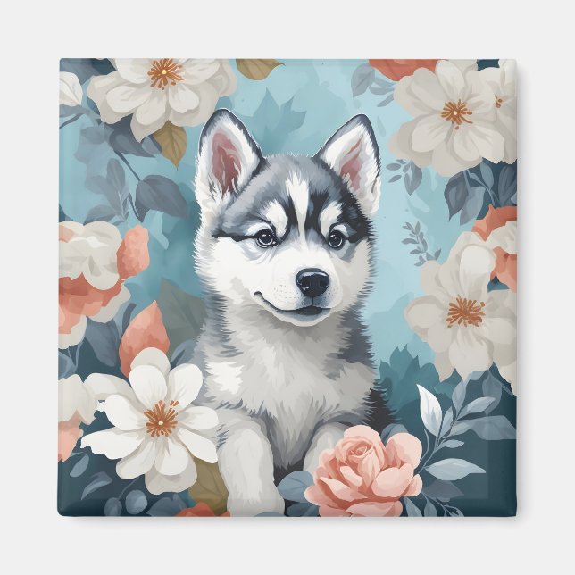 Imán Animales para bebés | Husky Puppy (Frente)