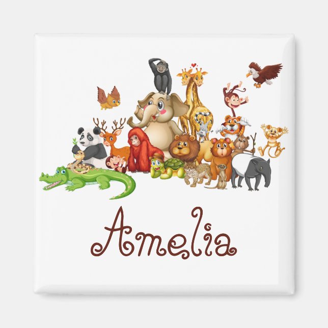 Imán Animales personalizados para niños (Frente)