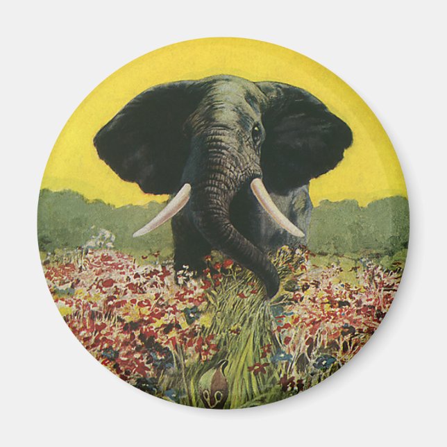 Imán Animales salvajes de época, elefante africano de l (Frente)