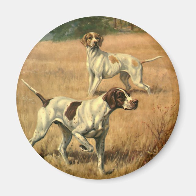 Imán Animales Vintage, Perros Cazadores Pointer Inglés (Frente)