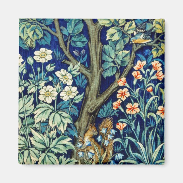 Imán Animales y flores, bosque, William Morris (Frente)