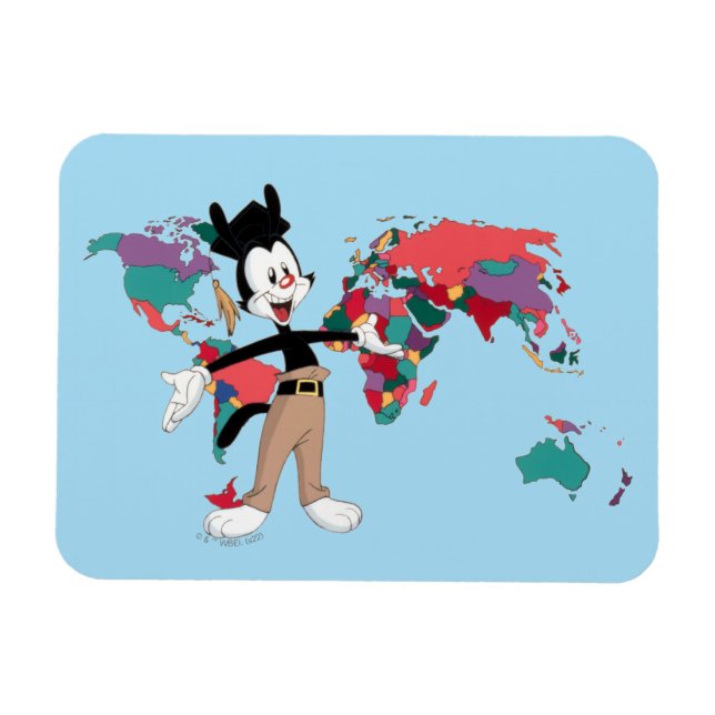 Imán Animaniacs | Gráfico del Mapa Mundial de Yakko (Horizontal)