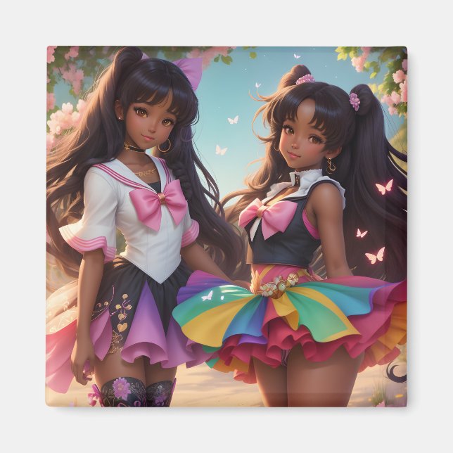 Imán Anime Black Chicas Rainbow Animecus (Frente)