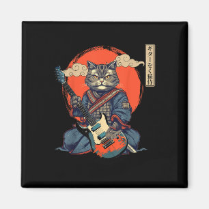 Imán Anime Cat Japonés Samurai Tattoo Kawaii Ninja Gui