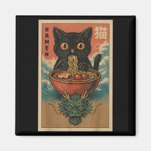 Imán Anime Cat Ramen Japonés Funny Art Kawaii Cat Y
