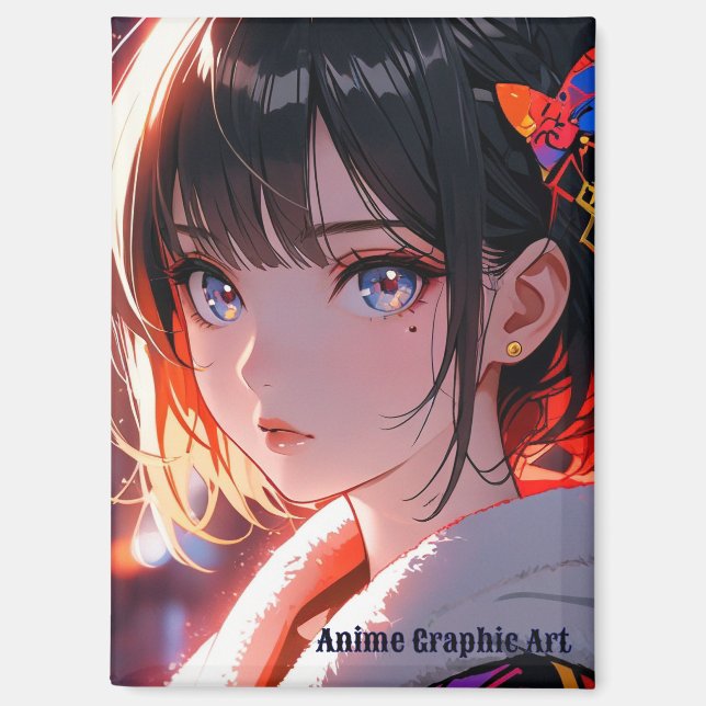 Imán anime cute girl design (Anverso)