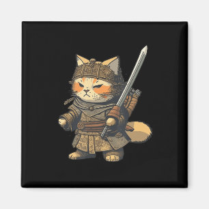 Imán Anime del gato de Samurai al estilo japonés kawaii
