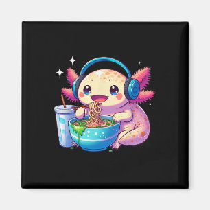Imán Anime Kawaii Axolotl Comer fideos Ramen Niños Tee