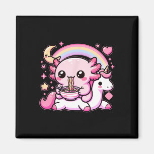 Imán Anime Kawaii Axolotl Comer fideos Ramen Niños Tee