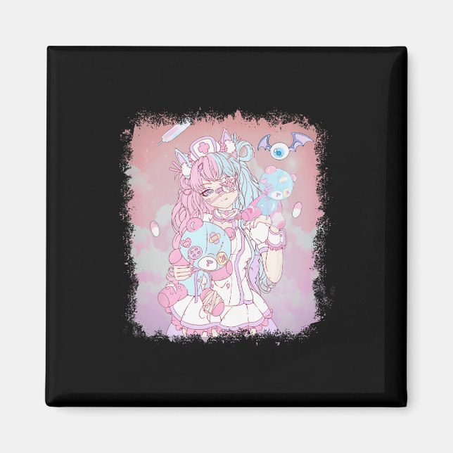 Imán Anime Kawaii Chica Estética Pastel Soft Waifu Japo (Frente)