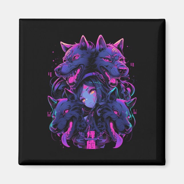 Imán Anime Manga Cyberpunk Techwear estético Harajuku (Frente)