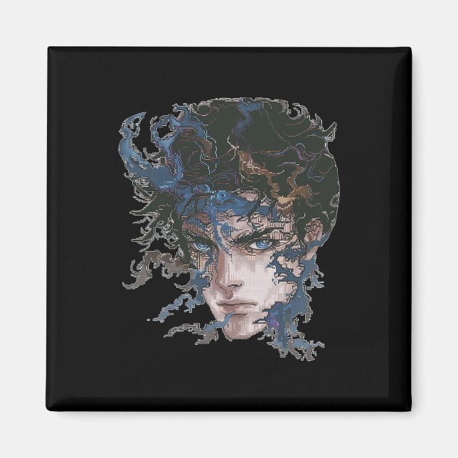 Imán Anime Manga Motif Blue eyes Art Anime (Frente)