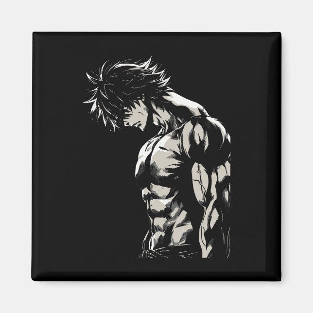 Imán Anime Men Character Bicep Workout Motivational  (Frente)