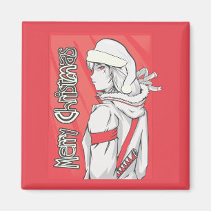 Imán Anime navidades_sweater, Chica de la fiesta de Nav