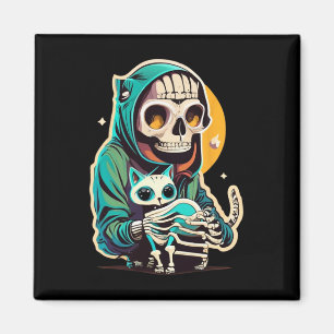 Imán Anime Skeleton Sostenía Una Camisa De Gato Lazy Ha