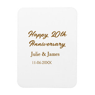 Imán Aniversario 20 feliz dorado marrón nombre datsimpl