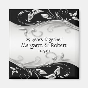 Imán Aniversario 25 de Silver y Black