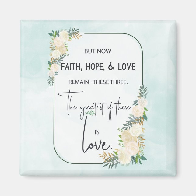 Imán Aniversario de Boda Religiosa Fe Esperanza Amor (Frente)