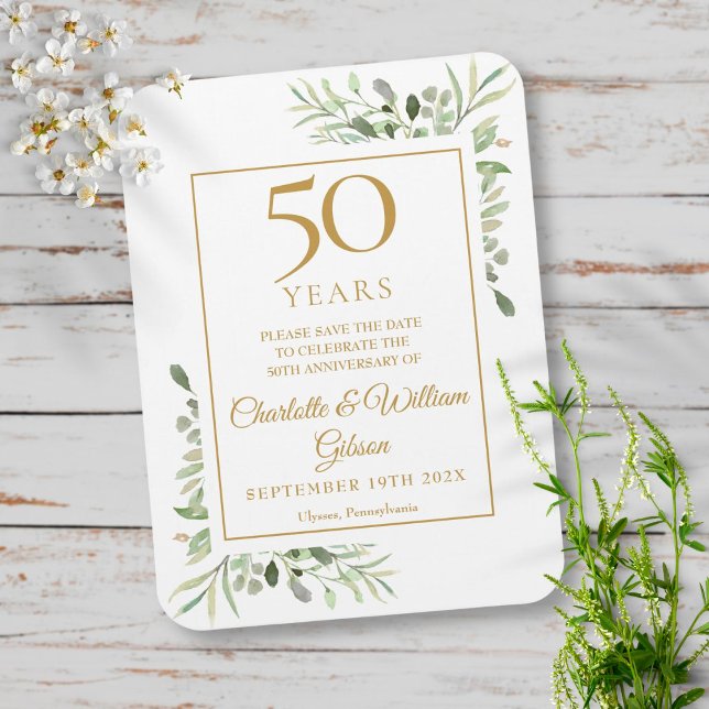 Imán Aniversario de Bodas 50 Save the Date Vegetación (Subido por el creador)