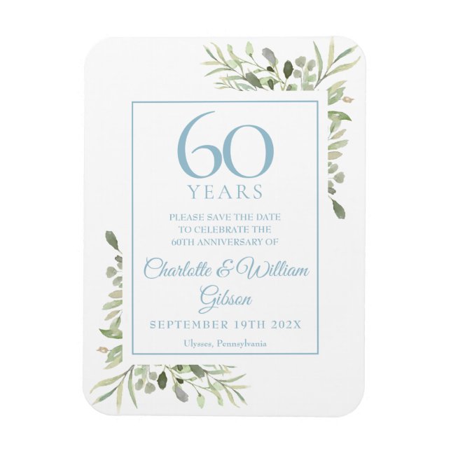 Imán Aniversario de Bodas de 60 Años Guardar la Fecha V (Vertical)