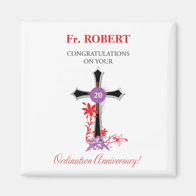 Imán Aniversario de la 20° Ordenación del Sacerdote Cru (Frente)