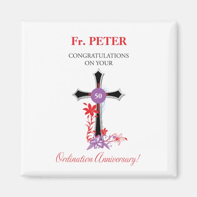 Imán Aniversario de la 50° Ordenación del sacerdote Cru (Frente)