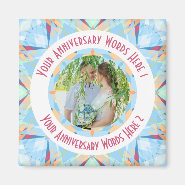 Imán Aniversario de la boda personalizada Saludo de fot (Frente)
