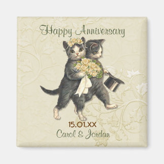 Imán Aniversario de los gatos bodas - Personalizar