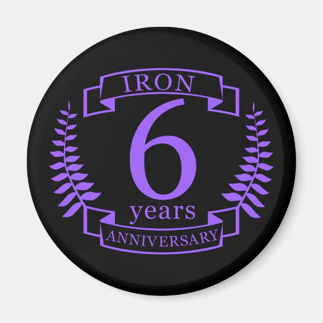 Imán Aniversario del boda de hierro 6 años (Frente)