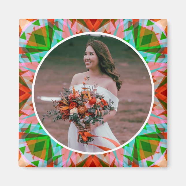 Imán Aniversario del Boda Verde Rojo de Navidades perso (Frente)