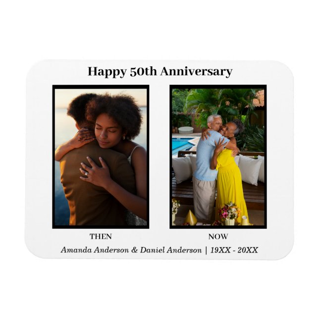 Imán Aniversario del Collage de fotos negro y blanco de (Horizontal)