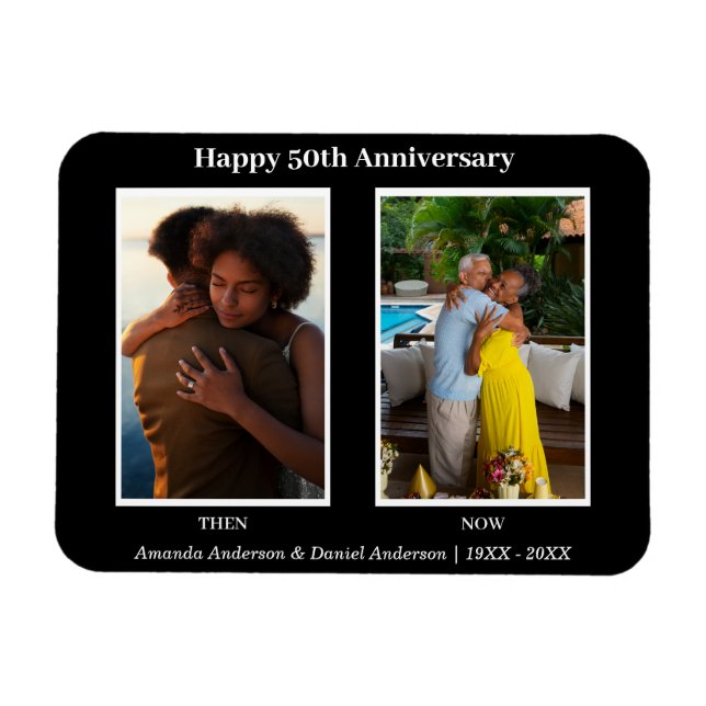 Imán Aniversario del Collage de fotos negro y blanco de (Horizontal)