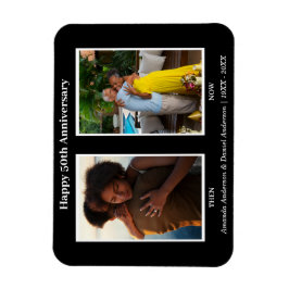 Imán Aniversario del Collage de fotos negro y blanco de