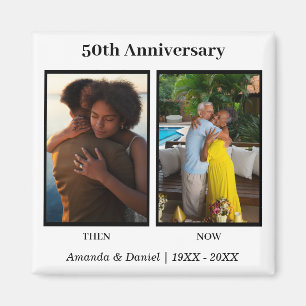 Imán Aniversario del Collage de fotos negro y blanco de