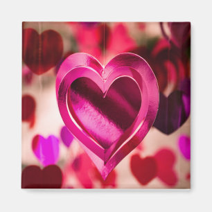 Imán Aniversario del Día de San Valentín rosa del coraz