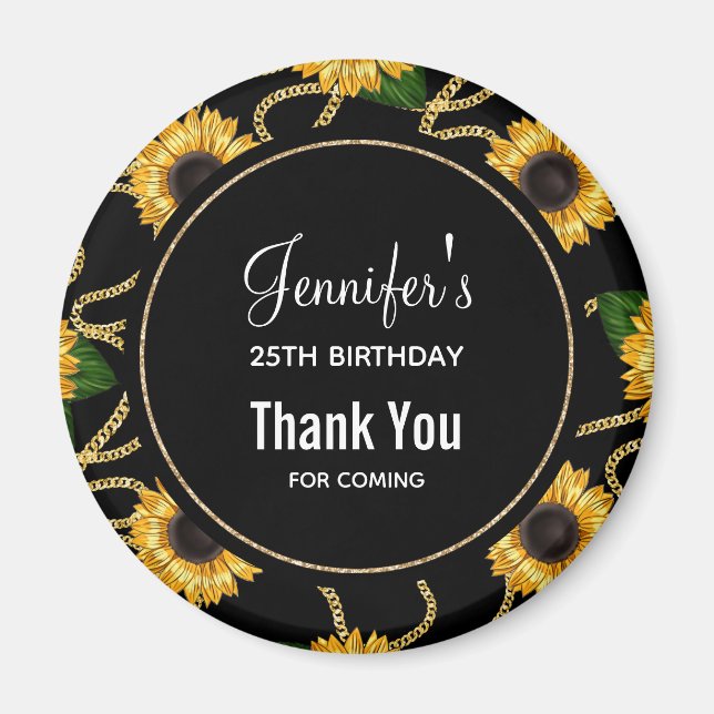 Imán Aniversario del elegante patrón de los girasoles a (Frente)