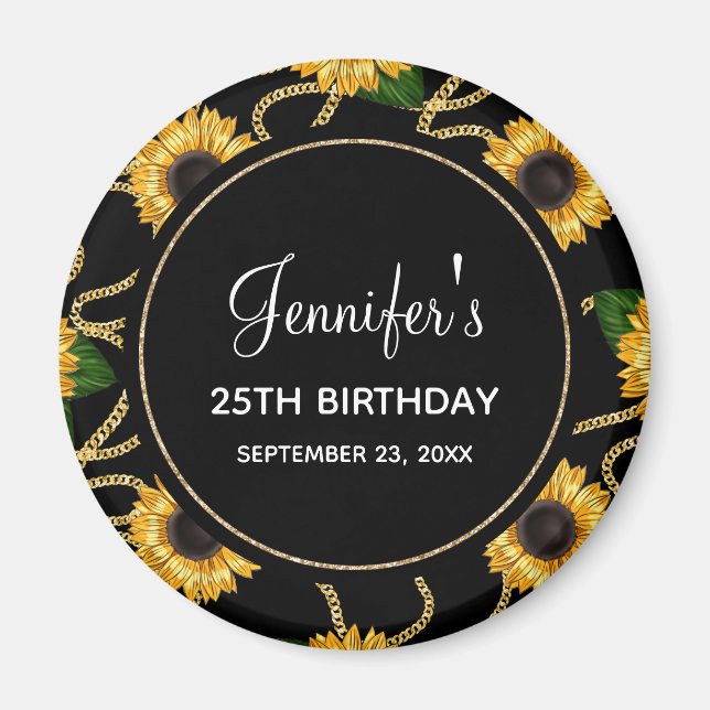 Imán Aniversario del elegante patrón de los girasoles a (Frente)