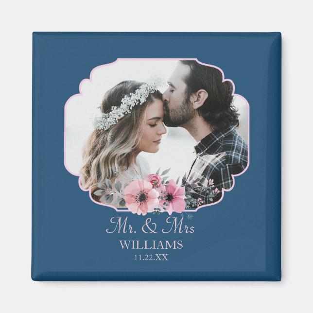 Imán Aniversario del matrimonio de foto recién casada (Frente)