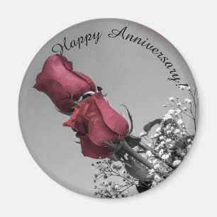 Imán Aniversario feliz el fotografía de dos rosas