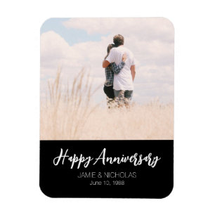Imán Aniversario foto personalizada moderna elegante bo