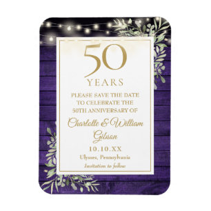 Imán Aniversario número 50 de boda en madera morada Sav