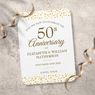 Imán Aniversario número 50 Golden Hearts Save the Date