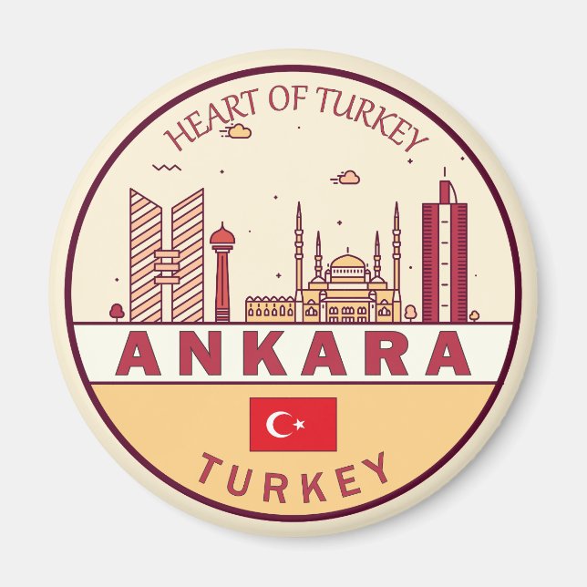 Imán Ankara Turkey City Skyline Emblem (Frente)