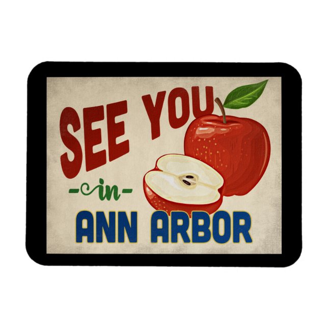 Imán Ann Arbor Michigan Apple - Viajes de época (Horizontal)