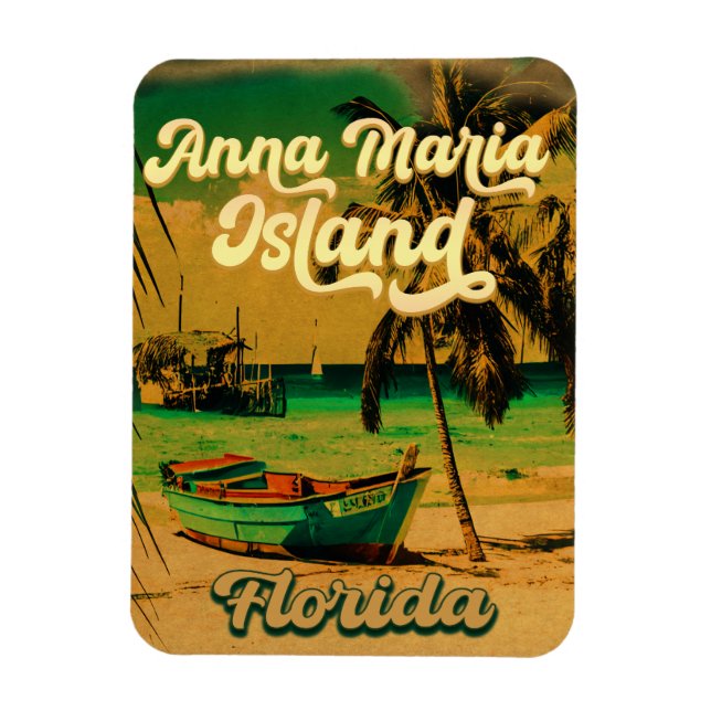 Imán Anna Maria isla Florida Beach Retro Souvenir años  (Vertical)