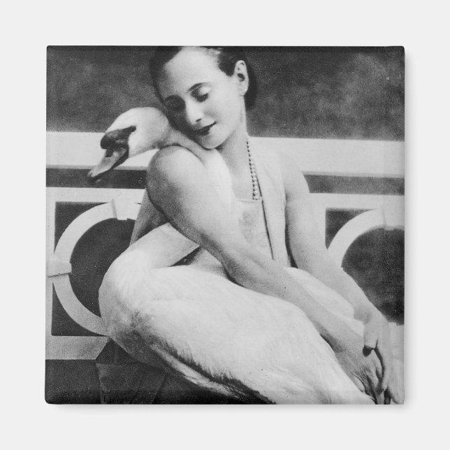 Imán Anna Pavlova con su mascota swan Jack, c.1905 (Frente)