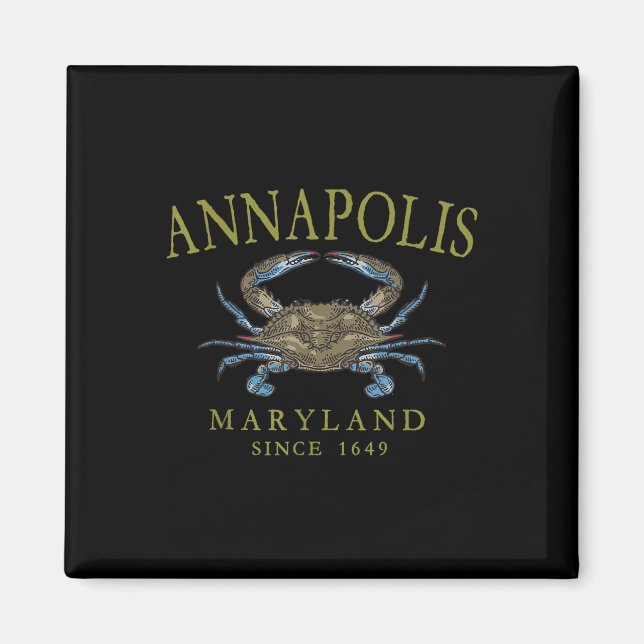 Imán Annapolis Maryland Blue Crab Since 1649 Arched Oli (Frente)
